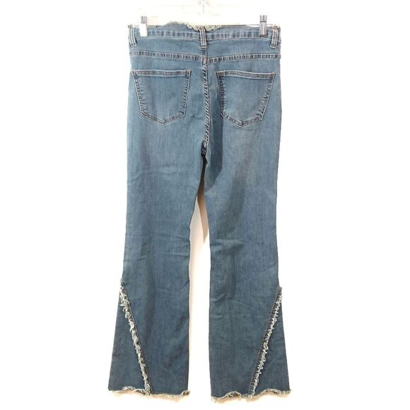 Bebe Wide Leg Frayed Stretch Jeans - Picture 4 of 11